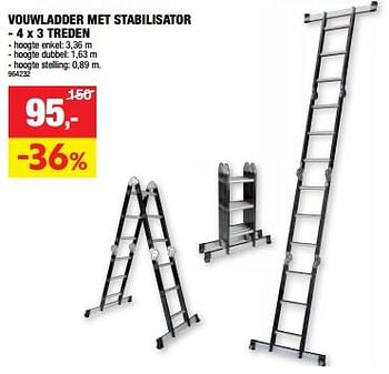 Promotions Vouwladder met stabilisator 4 x 3 treden - Escalo - Valide de 13/03/2024 à 24/03/2024 chez Hubo