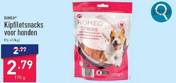 Promotions Kipfiletsnacks voor honden - Romeo - Valide de 18/03/2024 à 29/03/2024 chez Aldi