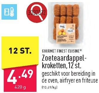 Promoties Zoeteaardappel- kroketten - Gourmet Finest Cuisine - Geldig van 22/03/2024 tot 24/03/2024 bij Aldi