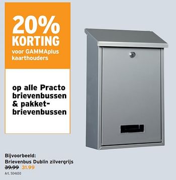 Promotions Brievenbus dublin zilvergrijs - Practo - Valide de 13/03/2024 à 26/03/2024 chez Gamma