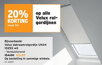 Promoties Velux dakraamrolgordijn uk04 1025s wit - Velux - Geldig van 13/03/2024 tot 26/03/2024 bij Gamma
