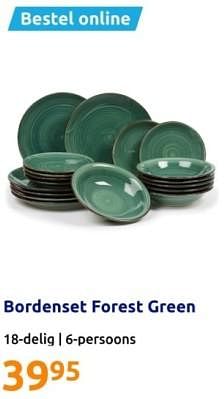 Promoties Bordenset forest green - Huismerk - Action - Geldig van 13/03/2024 tot 19/03/2024 bij Action