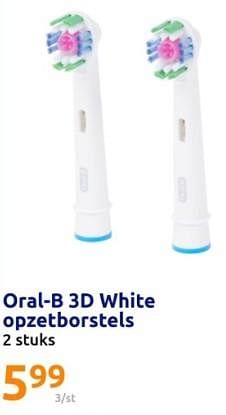 Promoties Oral-b 3d white opzetborstels - Oral-B - Geldig van 13/03/2024 tot 19/03/2024 bij Action