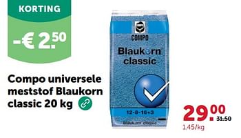 Promoties Compo universele meststof blaukorn classic - Compo - Geldig van 13/03/2024 tot 24/03/2024 bij Aveve