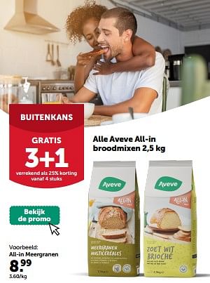 Promoties Alle aveve all-in broodmixen all-in meergranen - Huismerk - Aveve - Geldig van 13/03/2024 tot 24/03/2024 bij Aveve