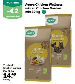 Promotions Aveve chicken wellness mix en chicken garden mix - Produit maison - Aveve - Valide de 13/03/2024 à 24/03/2024 chez Aveve