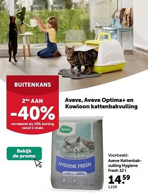 Promoties Aveve kattenbakvulling hygiene fresh - Huismerk - Aveve - Geldig van 13/03/2024 tot 24/03/2024 bij Aveve