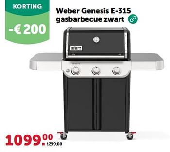 Promoties Weber genesis e-315 gasbarbecue zwart - Weber - Geldig van 13/03/2024 tot 24/03/2024 bij Aveve