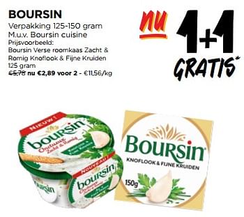Promoties Boursin verse roomkaas zacht + romig knoflook + fijne kruiden - Boursin - Geldig van 13/03/2024 tot 19/03/2024 bij Jumbo