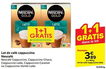 Promotions Lot de café cappuccino latte - Nescafe - Valide de 13/03/2024 à 25/03/2024 chez Carrefour