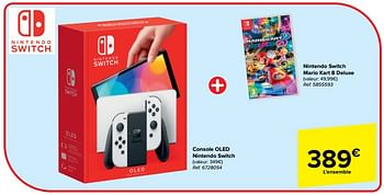 Promotions Console oled nintendo switch + nintendo switch mario kart 8 deluxe - Nintendo - Valide de 13/03/2024 à 25/03/2024 chez Carrefour