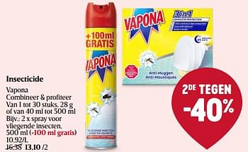 Promoties Spray voor vliegende insecten - Vapona - Geldig van 14/03/2024 tot 20/03/2024 bij Delhaize