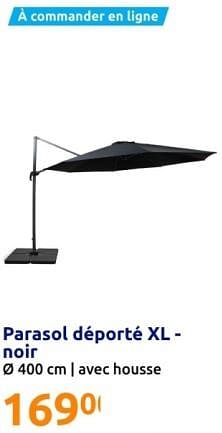 Promotions Parasol déporté xl noir - Produit Maison - Action - Valide de 13/03/2024 à 19/03/2024 chez Action