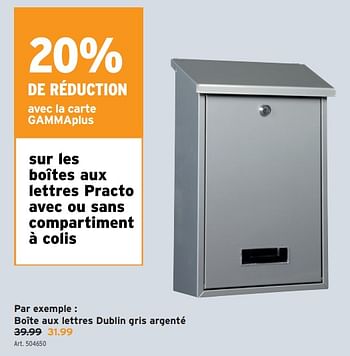 Promotions Boîte aux lettres dublin gris argenté - Practo - Valide de 13/03/2024 à 26/03/2024 chez Gamma