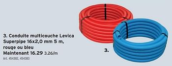 Promotions Conduite multicouche levica superpipe , rouge ou bleu - Levica - Valide de 13/03/2024 à 26/03/2024 chez Gamma