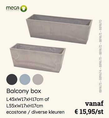 Promotions Balcony box - Mega Collections - Valide de 08/03/2024 à 30/06/2024 chez Multi Bazar