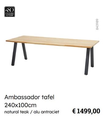 Promotions Ambassador tafel - 4 Seasons outdoor - Valide de 08/03/2024 à 30/06/2024 chez Multi Bazar