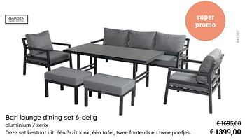 Promoties Bari lounge dining set 6-delig - Garden Impressions - Geldig van 08/03/2024 tot 30/06/2024 bij Multi Bazar