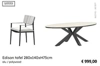 Promoties Edison tafel - Garden Impressions - Geldig van 08/03/2024 tot 30/06/2024 bij Multi Bazar