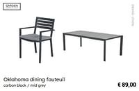 Promoties Oklahoma dining fauteuil - Garden Impressions - Geldig van 08/03/2024 tot 30/06/2024 bij Multi Bazar