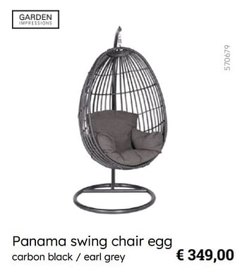 Promotions Panama swing chair egg - Garden Impressions - Valide de 08/03/2024 à 30/06/2024 chez Multi Bazar