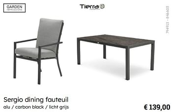 Promoties Sergio dining fauteuil - Garden Impressions - Geldig van 08/03/2024 tot 30/06/2024 bij Multi Bazar