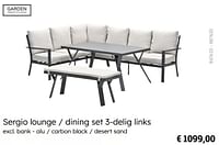 Promoties Sergio lounge dining set 3-delig links - Garden Impressions - Geldig van 08/03/2024 tot 30/06/2024 bij Multi Bazar