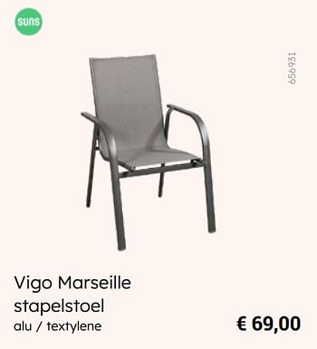 Promoties Vigo marseille stapelstoel - Suns - Geldig van 08/03/2024 tot 30/06/2024 bij Multi Bazar