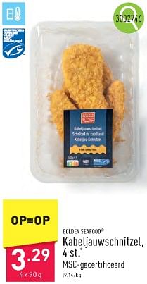 Promoties Kabeljauwschnitzel - Golden Seafood - Geldig van 18/03/2024 tot 24/03/2024 bij Aldi