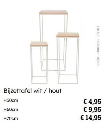 Promoties Bijzettafel wit - hout - Huismerk - Multi Bazar - Geldig van 08/03/2024 tot 30/06/2024 bij Multi Bazar