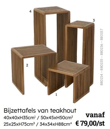 Promotions Bijzettafels van teakhout - Produit Maison - Multi Bazar - Valide de 08/03/2024 à 30/06/2024 chez Multi Bazar