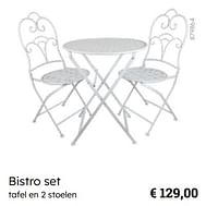 Promoties Bistro set tafel en 2 stoelen - Huismerk - Multi Bazar - Geldig van 08/03/2024 tot 30/06/2024 bij Multi Bazar