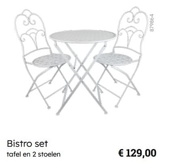Promotions Bistro set tafel en 2 stoelen - Produit Maison - Multi Bazar - Valide de 08/03/2024 à 30/06/2024 chez Multi Bazar
