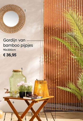 Promotions Gordijn van bamboo pijpjes - Produit Maison - Multi Bazar - Valide de 08/03/2024 à 30/06/2024 chez Multi Bazar
