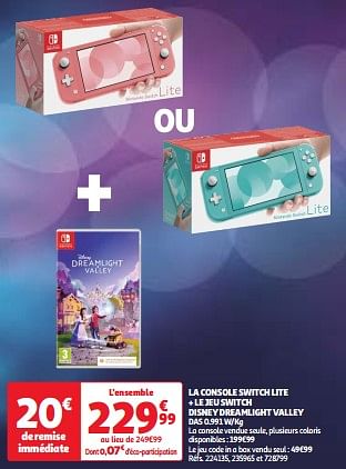 Promoties La console switch lite + le jeu switch disney dreamlight valley - Disney - Geldig van 19/03/2024 tot 01/04/2024 bij Auchan