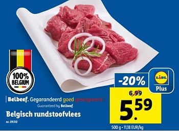 Promoties Belgisch rundstoofvlees - Huismerk - Lidl - Geldig van 20/03/2024 tot 26/03/2024 bij Lidl