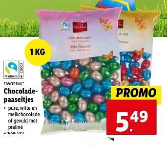 Promoties Chocoladepaaseitjes - Favorina - Geldig van 20/03/2024 tot 26/03/2024 bij Lidl