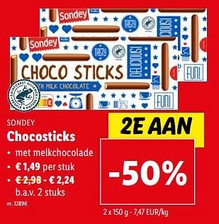 Promoties Chocosticks - Sondey - Geldig van 20/03/2024 tot 26/03/2024 bij Lidl