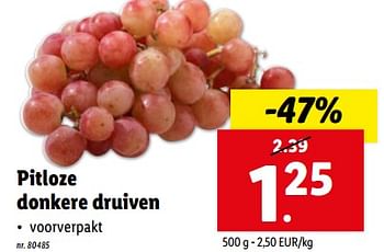 Promoties Pitloze donkere druiven - Huismerk - Lidl - Geldig van 20/03/2024 tot 26/03/2024 bij Lidl