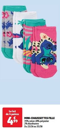 Promotions Mini-chaussettes fille - Produit Maison - Auchan Ronq - Valide de 19/03/2024 à 01/04/2024 chez Auchan Ronq