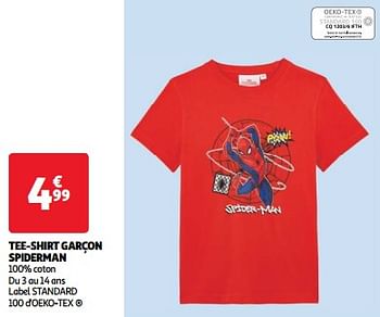 Promoties Tee-shirt garçon spiderman - Huismerk - Auchan - Geldig van 19/03/2024 tot 01/04/2024 bij Auchan