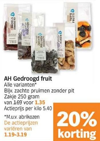 Promoties Zachte pruimen zonder pit - Huismerk - Albert Heijn - Geldig van 18/03/2024 tot 24/03/2024 bij Albert Heijn