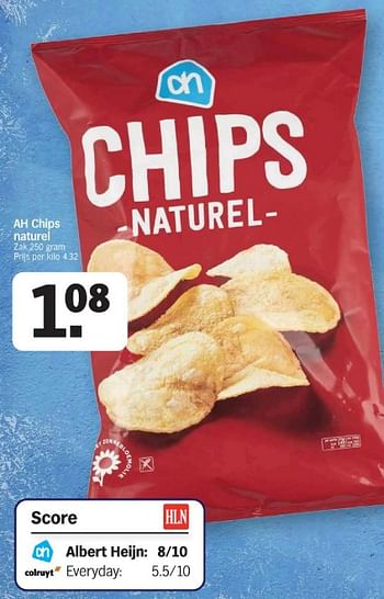 Promoties Ah chips naturel - Huismerk - Albert Heijn - Geldig van 18/03/2024 tot 24/03/2024 bij Albert Heijn