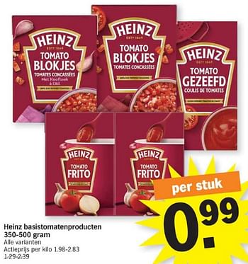 Promoties Heinz basistomatenproducten - Heinz - Geldig van 18/03/2024 tot 24/03/2024 bij Albert Heijn