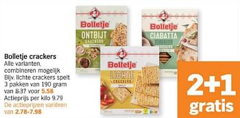 Promoties Lichte crackers spelt - Bolletje - Geldig van 18/03/2024 tot 24/03/2024 bij Albert Heijn