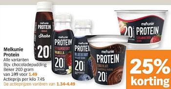 Promoties Melkunie protein chocoladepudding - Melkunie - Geldig van 18/03/2024 tot 24/03/2024 bij Albert Heijn