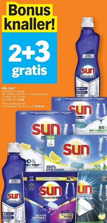 Promoties Brilliant shine all-in-1 vaatwascapsules - Sun - Geldig van 18/03/2024 tot 24/03/2024 bij Albert Heijn