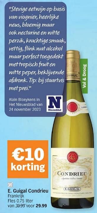 Promoties E. guigal condrieu - Witte wijnen - Geldig van 18/03/2024 tot 24/03/2024 bij Albert Heijn