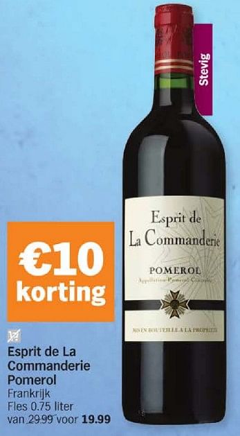 Promoties Esprit de la commanderie pomerol - Rode wijnen - Geldig van 18/03/2024 tot 24/03/2024 bij Albert Heijn