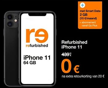 Promoties Apple refurbished iphone 11 - Apple - Geldig van 11/03/2024 tot 24/03/2024 bij Orange